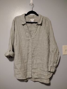 Sigrid Olsen Linen Top Button Front
